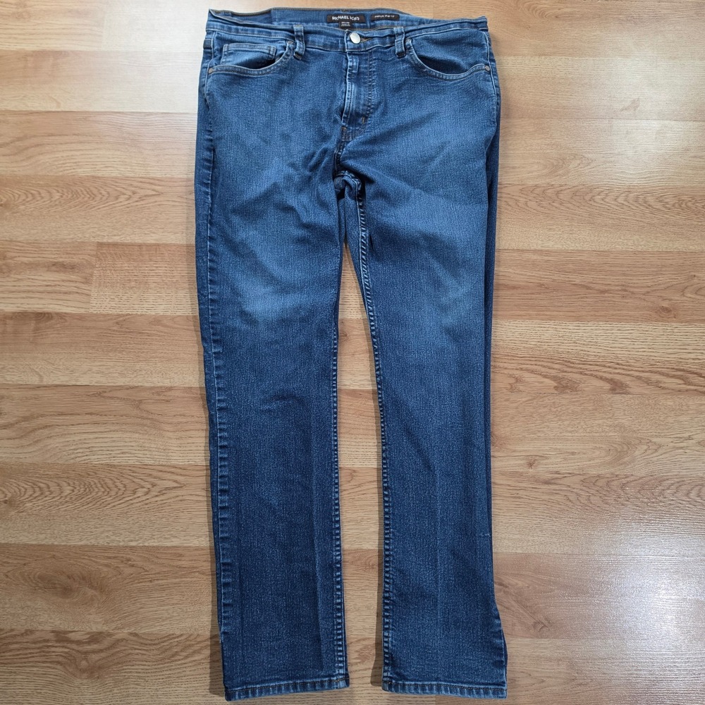 Michael Kors Parker Slim Fit Jeans Mens 34x30 Blue Denim Stretch Straight Leg